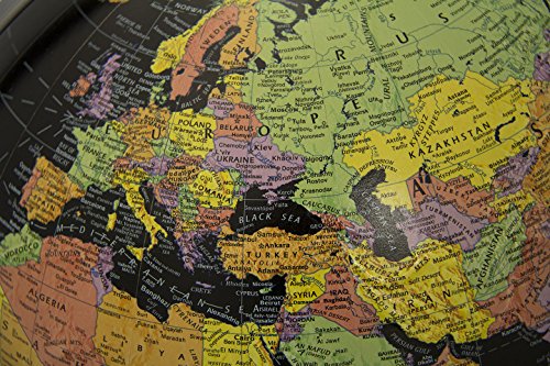 Replogle Starlight, Black Ocean World Globe, Desktop Piece, Gyro-matic meridian, Silver base, Detailed Cartography - Thumbnail 3
