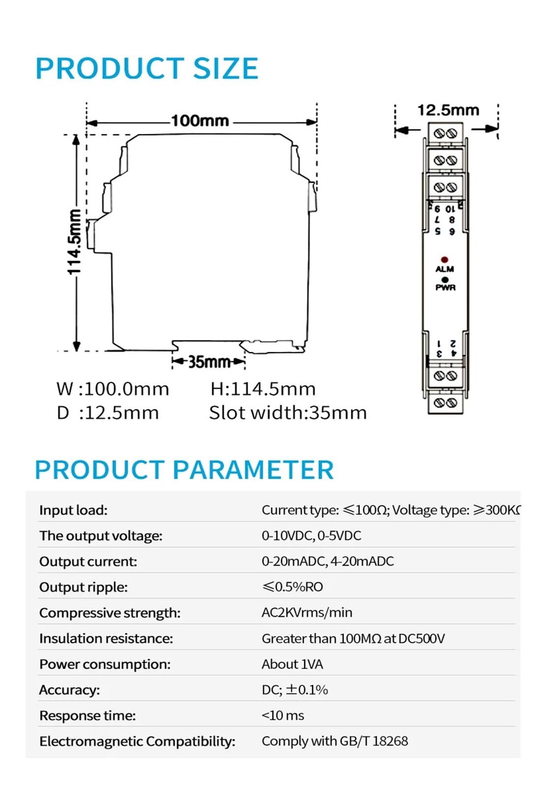 Convertisseur de signal DC24V 4-20mA 0-20mA 0-10mA vers 0-10V 0-5V 1-5V Isolateur de signal analogique 1 entrée 1 sortie 1 entrée 2 sorties(1-5V)
