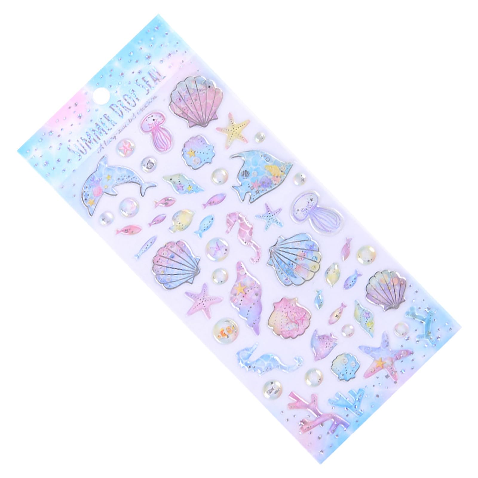Sea Creatures Embossed PVC Sticker Kids Motivational Sticker Journal Notebook Scrapbooking Phone Laptop Decoration Album