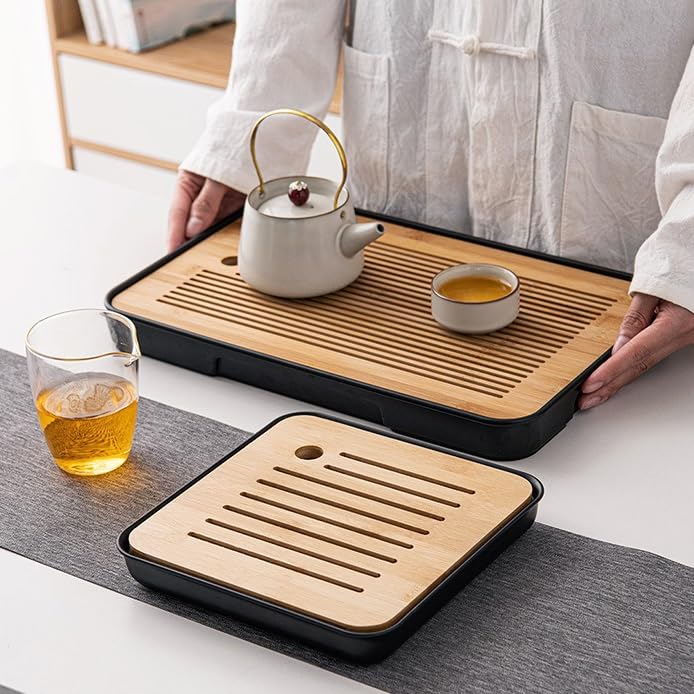 Bandeja para té Bandeja de té for el hogar, Bandeja de té de Kung Fu, Bandeja de Drenaje de té seco Moderna y Simple, Bandeja de té de Kung Fu, mar de té Bandeja para Mesa de café(A)
