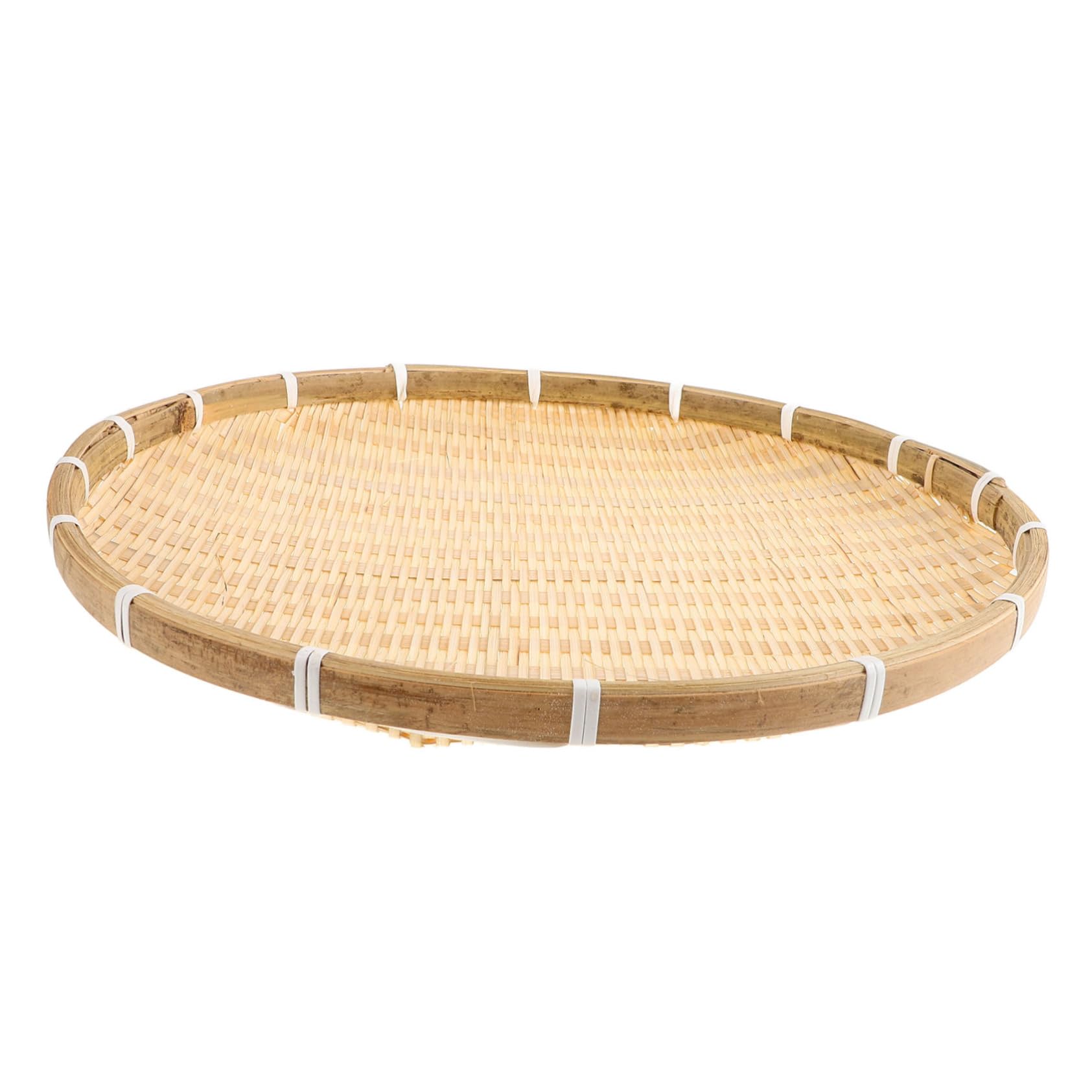 COLLBATH Drying Dustpan Round Baskets Woven Round Tray Wicker Tray Round Shallow Flat Basket Shallow Wicker Basket Tray Chinese Drying Basket Large Natural Woven Tray Bmboo Editor in Chief