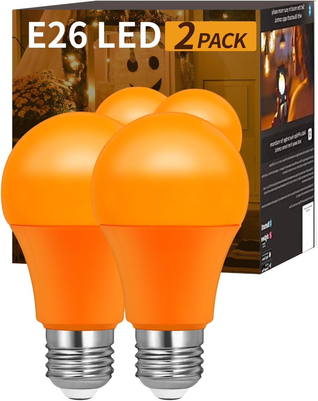 Orange Light Bulbs, A19 LED Christmas Light Bulb Decoration, Orange