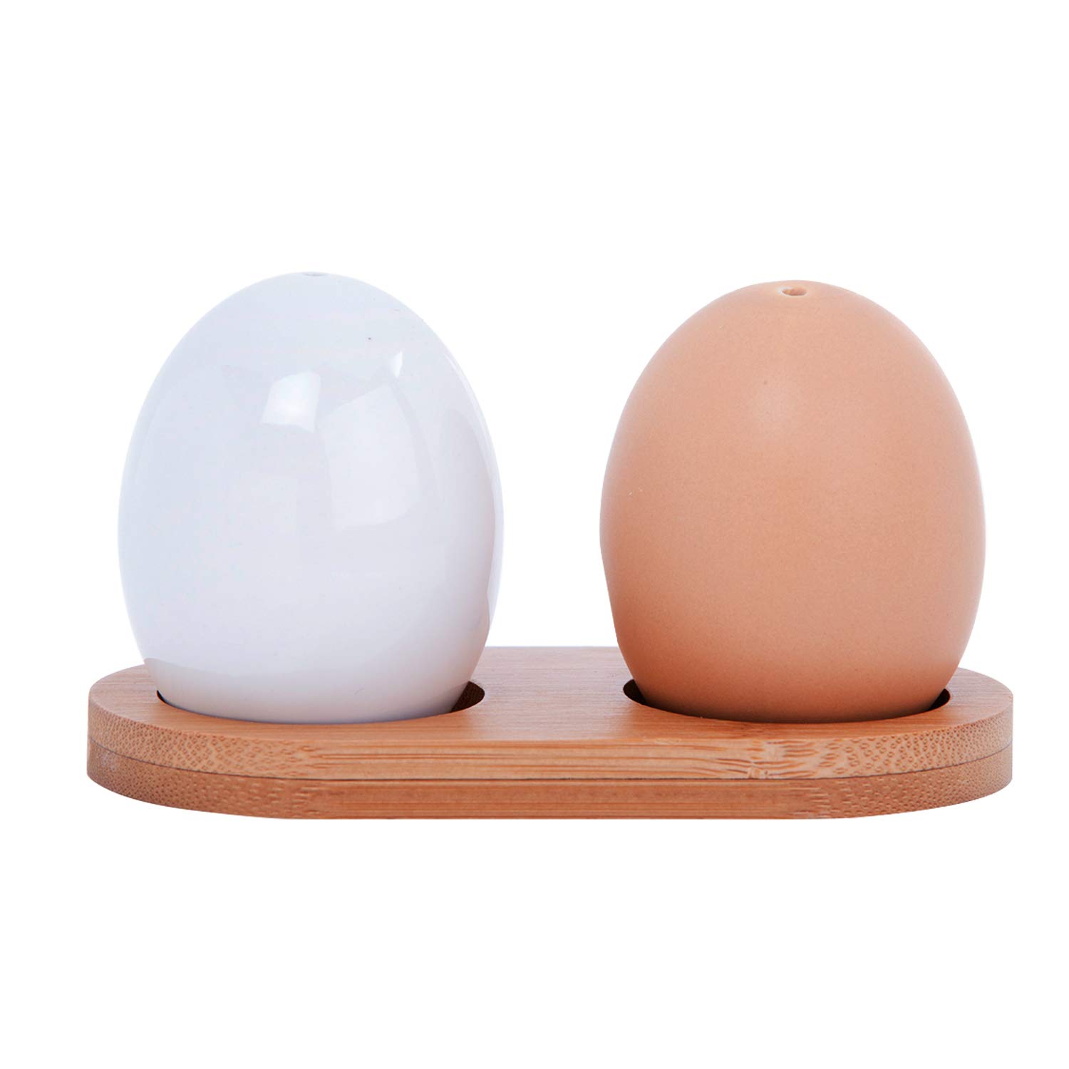 Royalford Porcelain Salt & Pepper Shaker with Wooden Stand – Ideal for Daily Use – Non-Toxic, Ecologically Tasteless, Smooth Surface, Comfortable Grip and Lightweight – Durable and Elegant Design