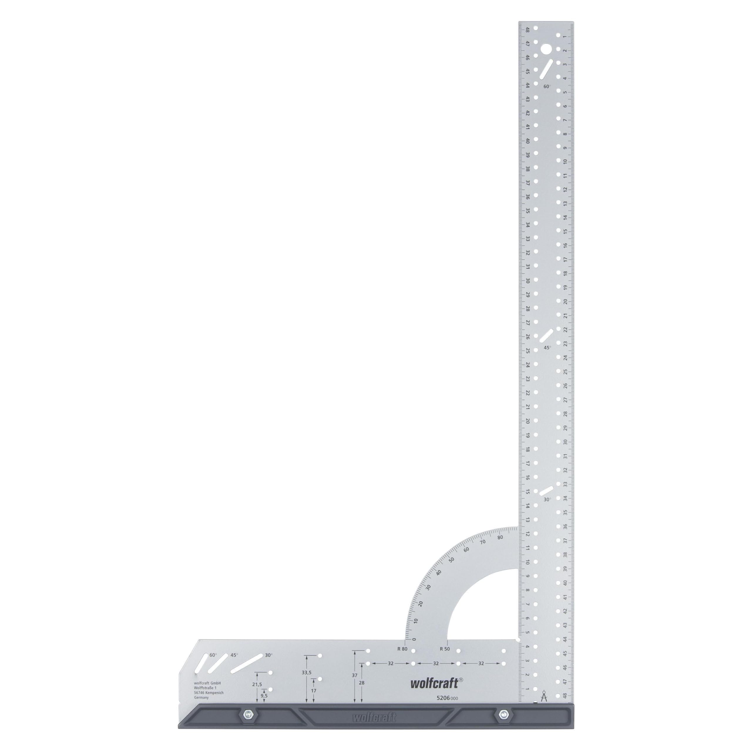 wolfcraft Escuadra universal de 500 mm I 5206000 I Para medir, trazar, dibujar y hacer cortes guiados