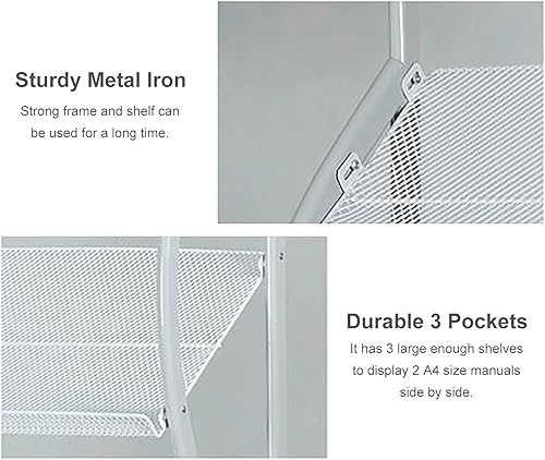 Miniatura 5 de Revistero Revistero de Piso para Sala de Estar en casa, Revistero de Metal con 3 estantes, Organizador de Almacenamiento de Literatura en Esquina de