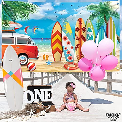 Image of KatchOn, XtraLarge Beach Backdrop, 72x44 Inch - Beach Party Decorations | Surf Party Decorations, Beach Theme Party Decorations | Beach Party Backdrop, Hawaiian Party Decorations, Summer Party Decor