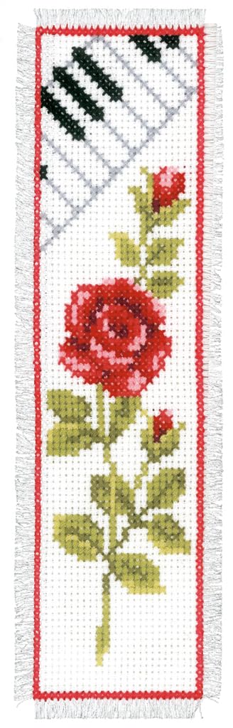Vervaco Multi Rose And Piano Counted Cross Stitch Bookmark, -Colour