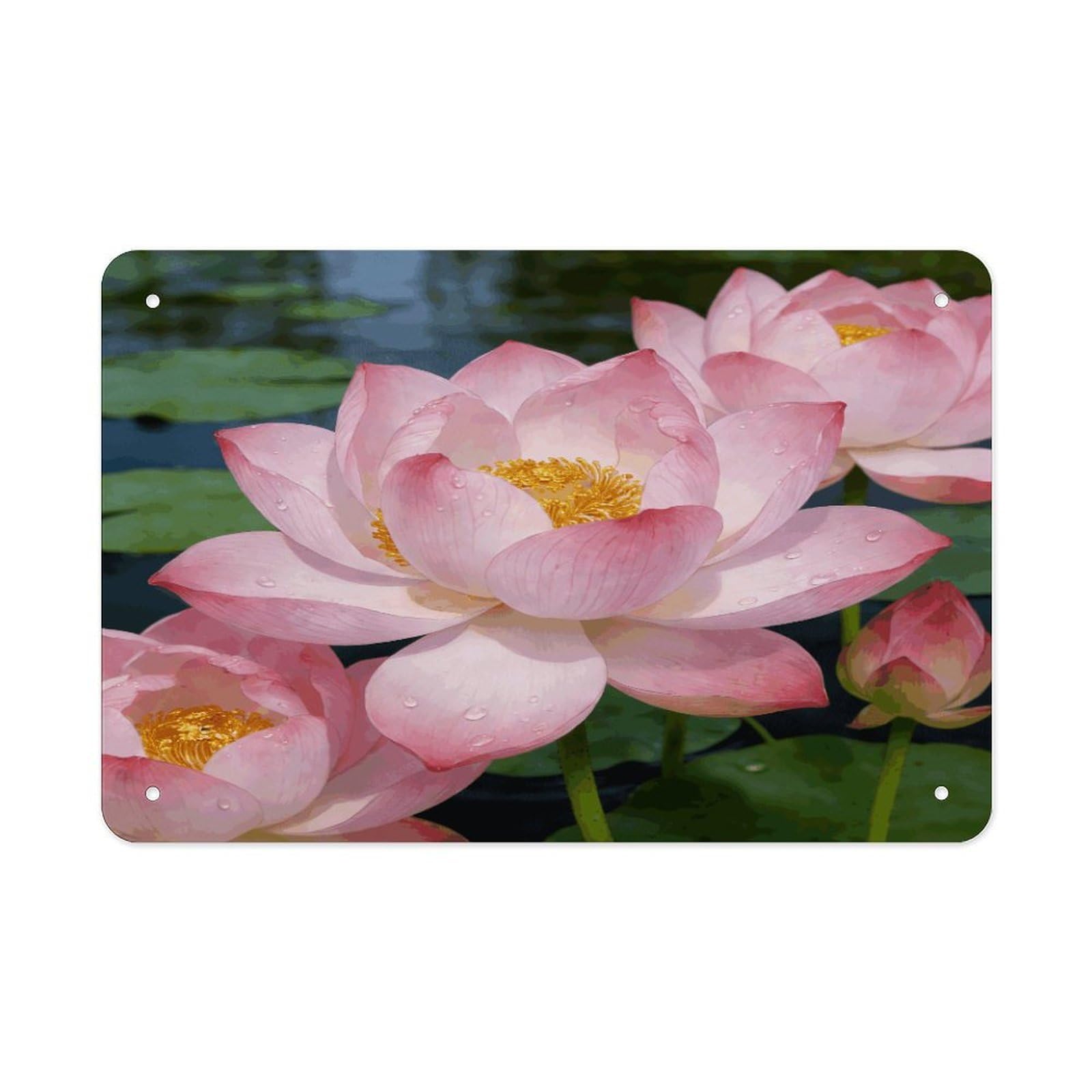 Fodpand Style Clear Lotus With Dew Wall Art Metal Tin Signs Bar Metal Tin Sign Wall Decor For Home Living Room Bedroom Toilet Hotel Halloween Decor Gifts 7.9X 11.8 Inch