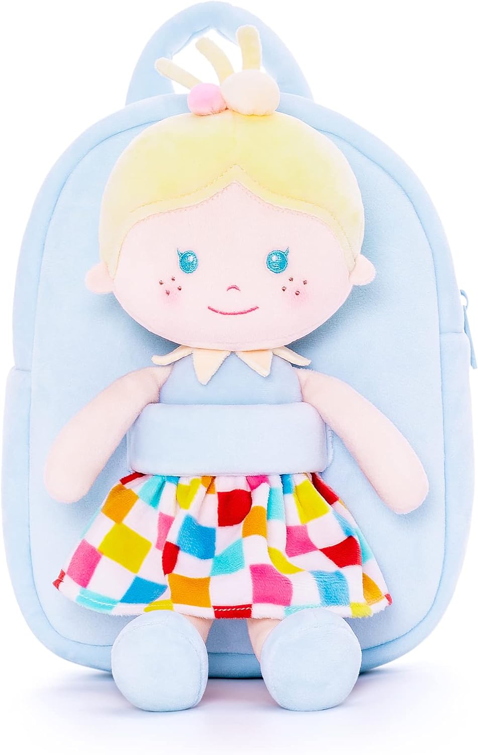 Toddler Backpack Kids Backpacks with Soft Tanned Baby Dolls in Yellow Dress