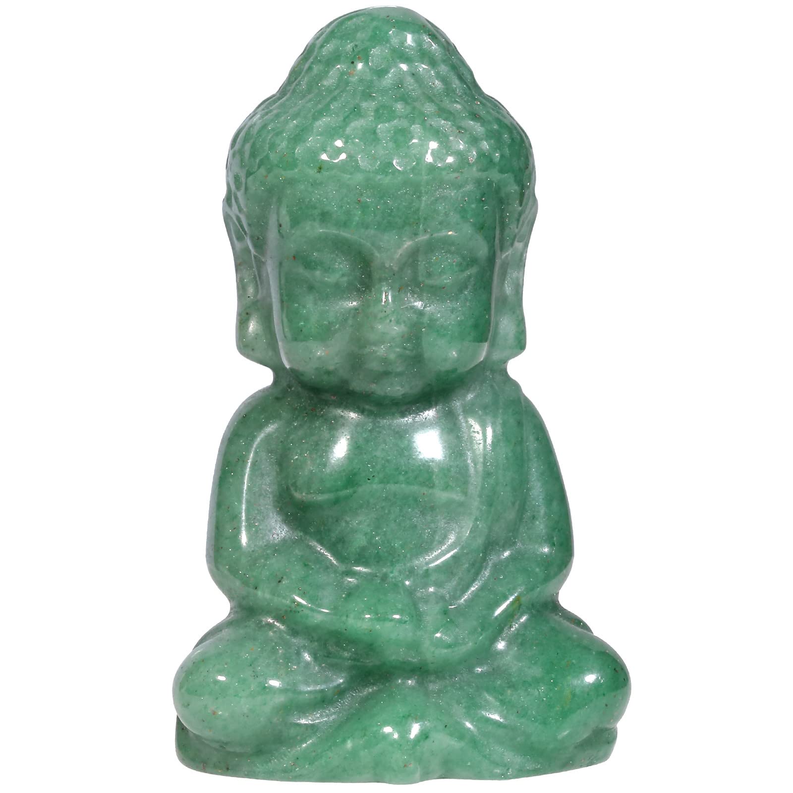 mookaitedecorGreen Aventurine Crystal Baby Buddha Statue, Healing Crystals Stone Carved Spiritual Figurine Ornament for Reiki Home Office Decor Meditation, Height 1.9-2.1”/5-5.5cm