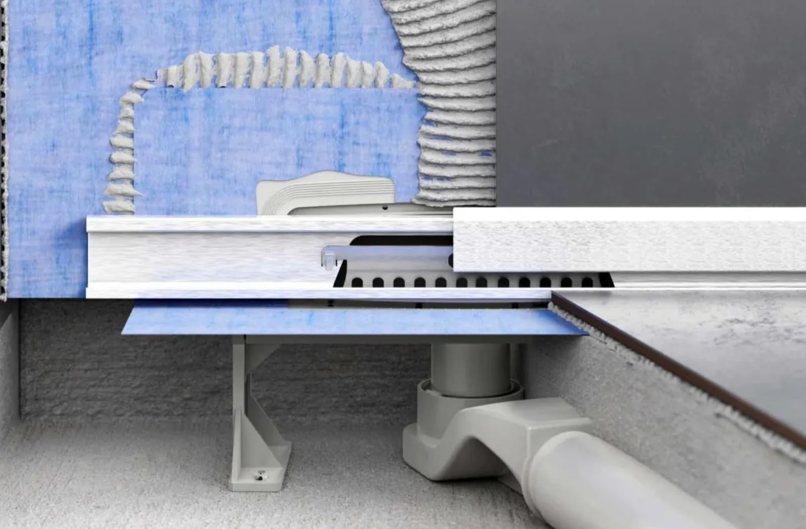 ProfiWall Edelstahl Wandablauf Dusche mit Ablauf & Siphon (stufenlos 30 bis 120 cm) – waagerechter Abgang Wand Duschablauf Komplettset - Duschablaufrinne mit Dichtmanschette