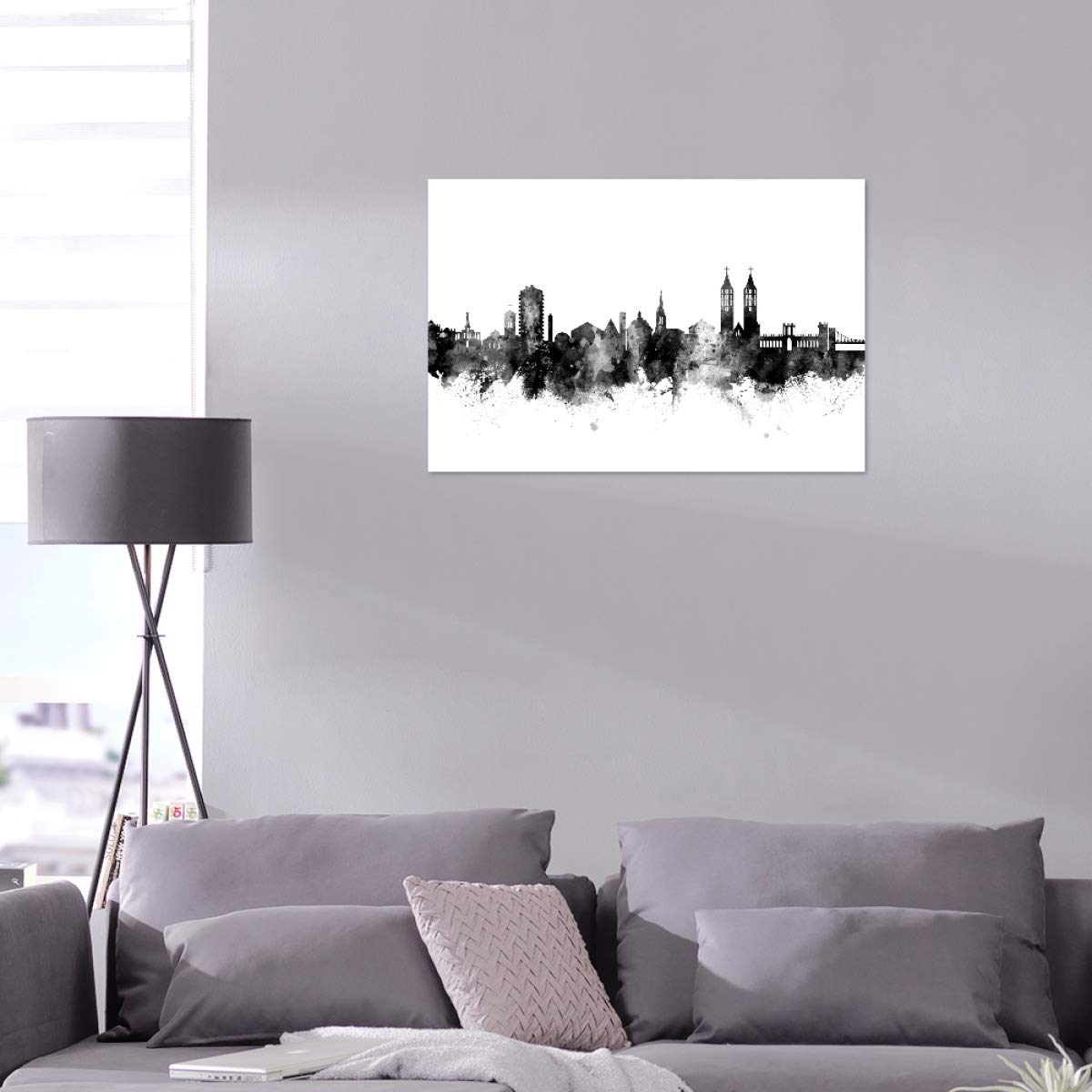 artboxONE Alu-Print 60x40 cm Kassel Germany Skyline bw von Künstler Michael Tompsett