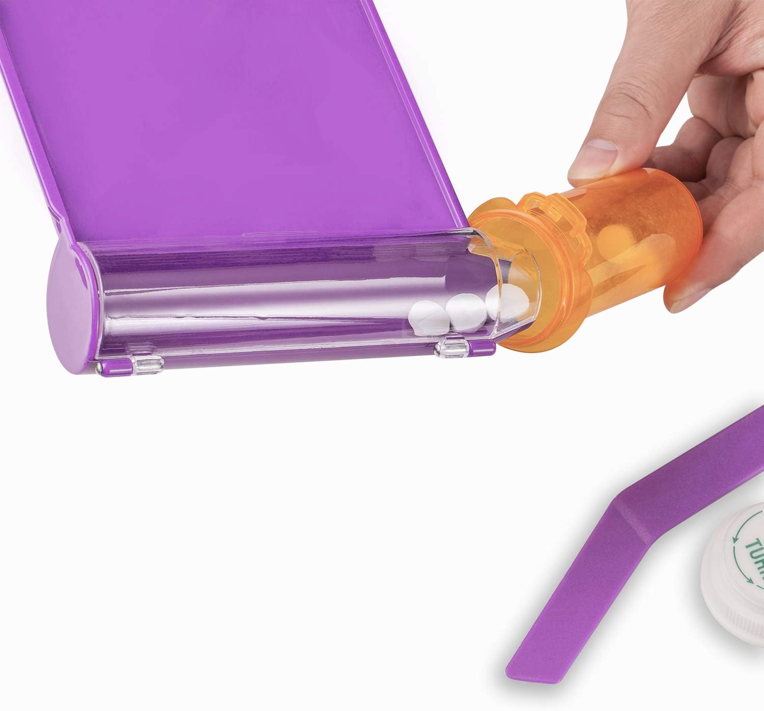 Right Hand Pill Counting Tray with Spatula (Purple - L Shape)