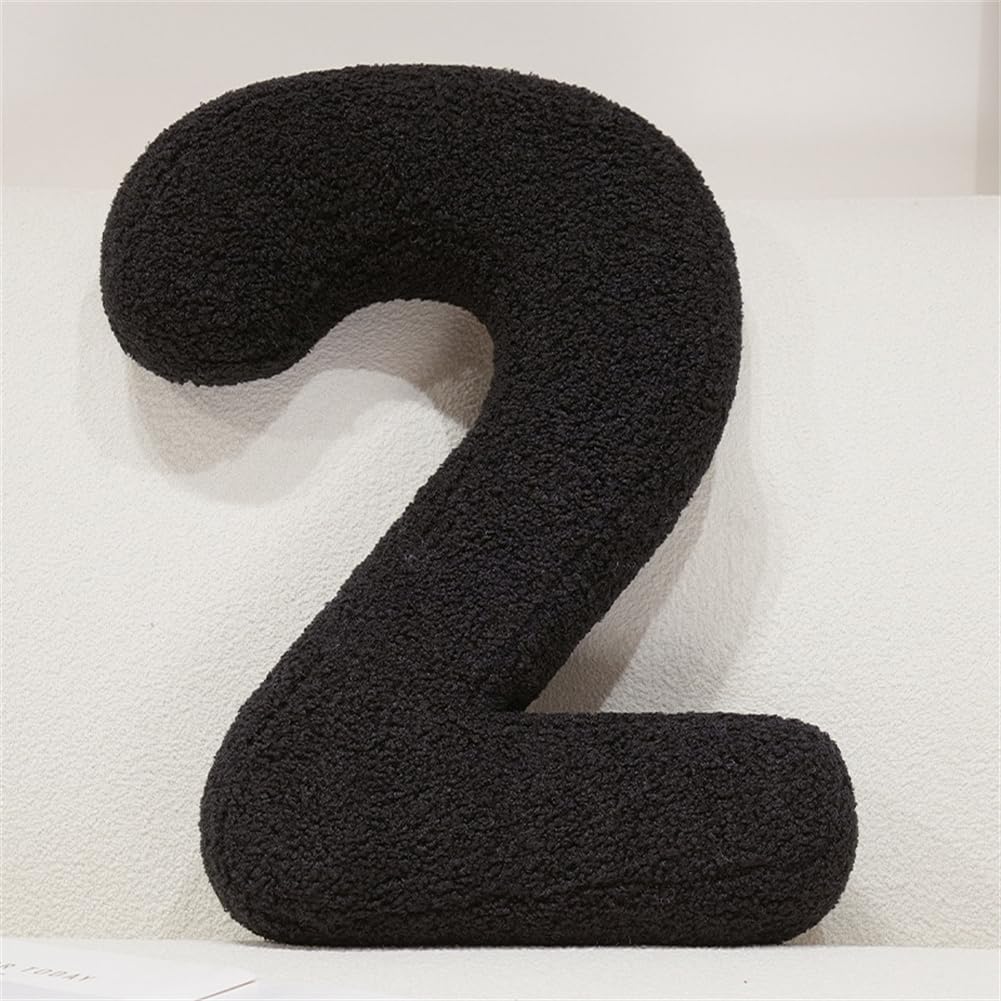 Fzkun 2 Black Letter Number Pillow – Soft Plush Alphabet & Numeric & Red Heart Cushion Decorative Initial Throw Pillow Diy Accent For Couch Sofa Bed Car Party Home Gift (2)