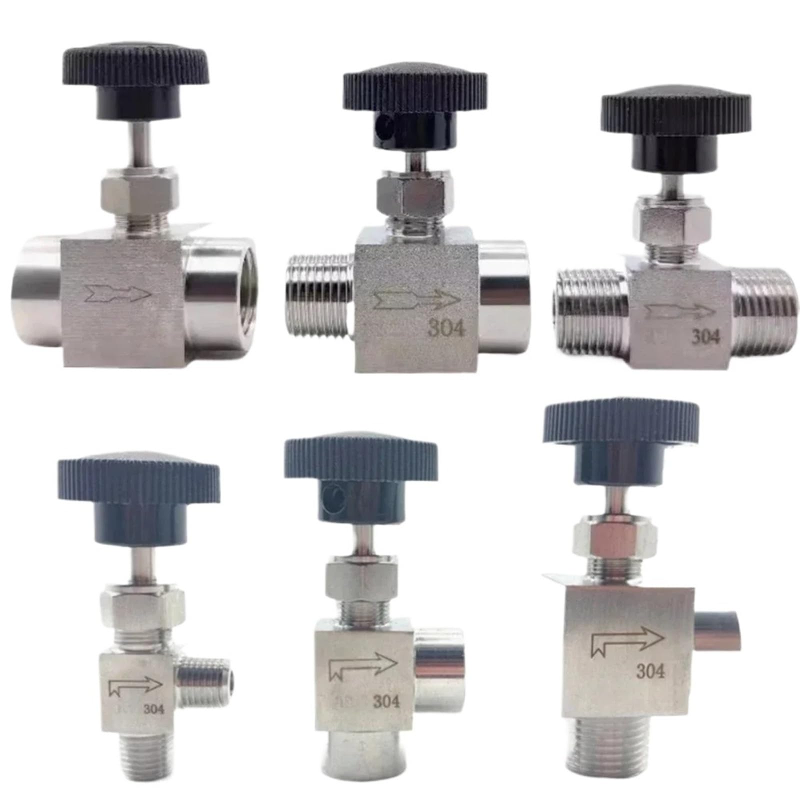 Válvula de aguja NPT 1/8 en codo hembra de acero inoxidable 304