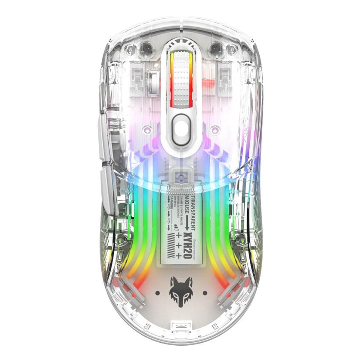 Mouse inalámbrico recargable con 5 niveles de DPI y luces RGB multicolor