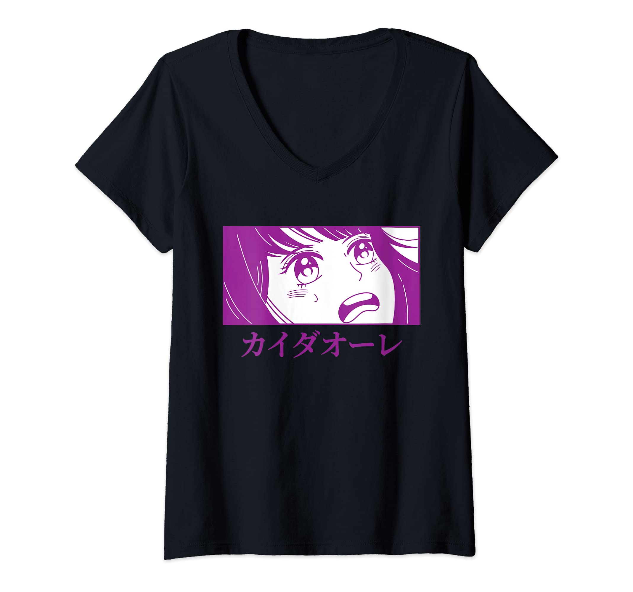 Womens Anime Eyes - Kuidaore - Japanese Aesthetics - Otaku - Manga V-Neck T-Shirt