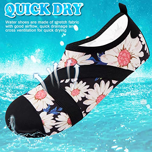 VIFUUR Womens Mens Water Shoes Barefoot Quick Dry Aqua Socks for Beach Swim Yoga Outdoor Sports Blackpink Daisy-36/37 — view 3