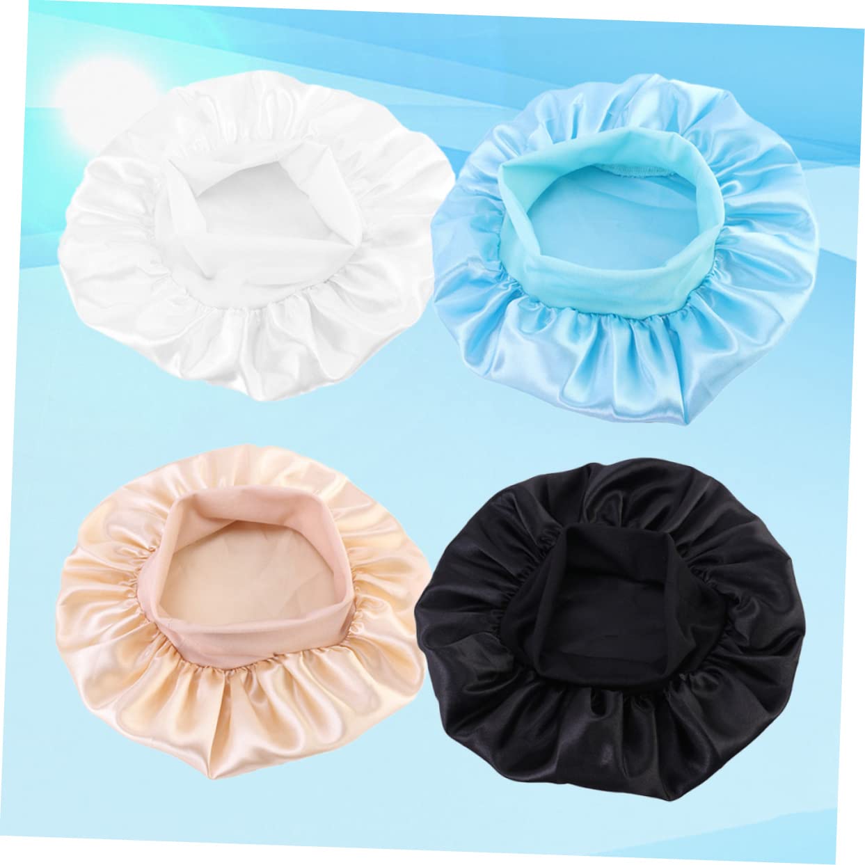 Housoutil 8piezas Gorro Elástico Cuidado Del Cabello Redondos De Color Gorro De Noche Cómodo y Transpirable Para Khaki