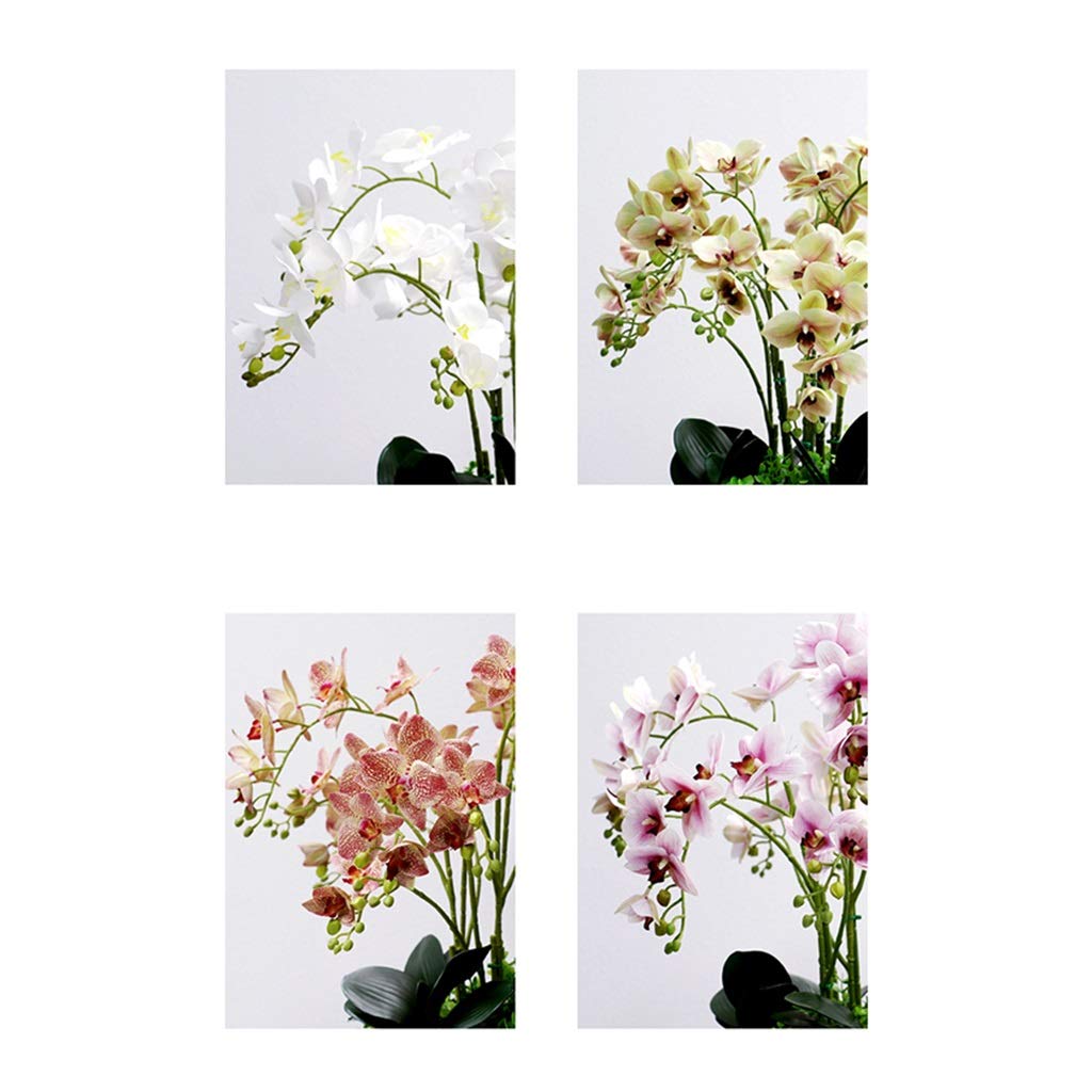Fiori Artificiali Orchidee con Vaso di Fiori Bonsai - Composizioni Floreali Finte Phalaenopsis Orchidee Phalaenopsis Bonsai con Decorazioni Stelo Foglie, per Casa/Cucina/Camera da Letto/Ufficio