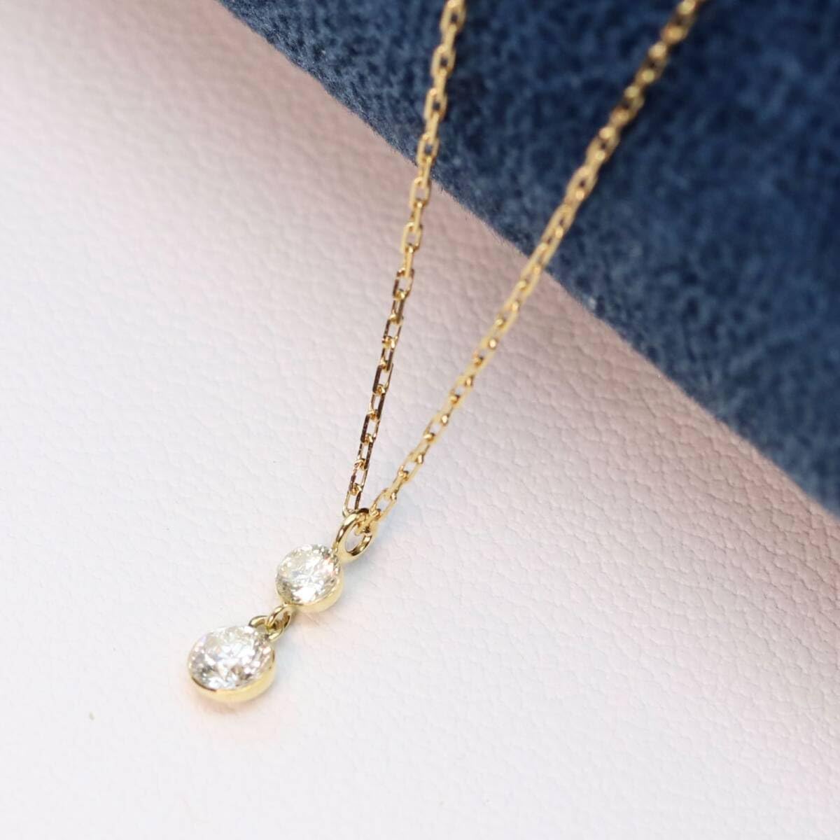 Amazon.co.jp: アガット K18 2連 ネックレス ダイヤモンド 0.15ct 24 