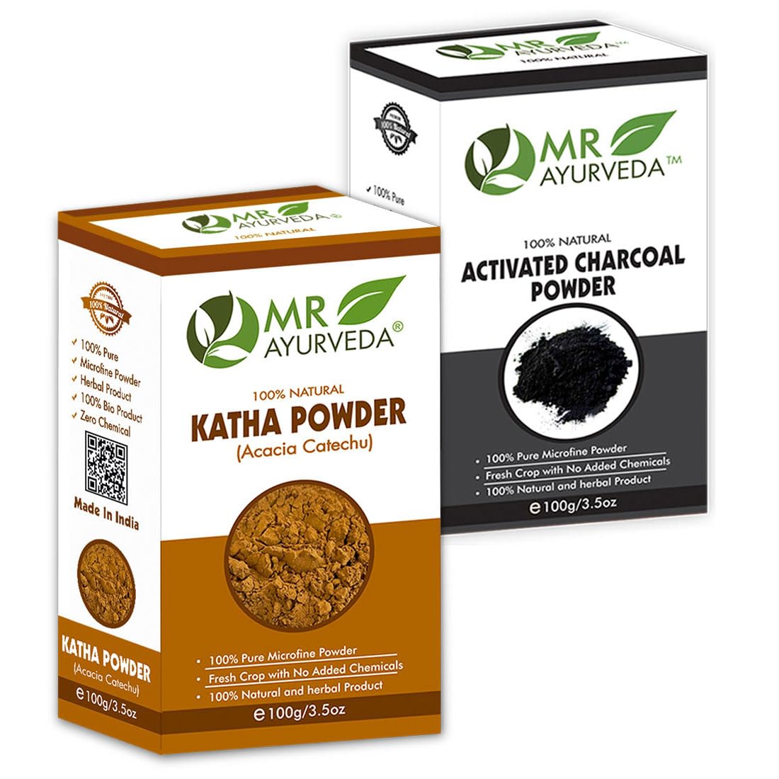 MR Ayurveda Katha Powder & Activated Charcoal Powder - Set of 2 (200 Grams)-image-46