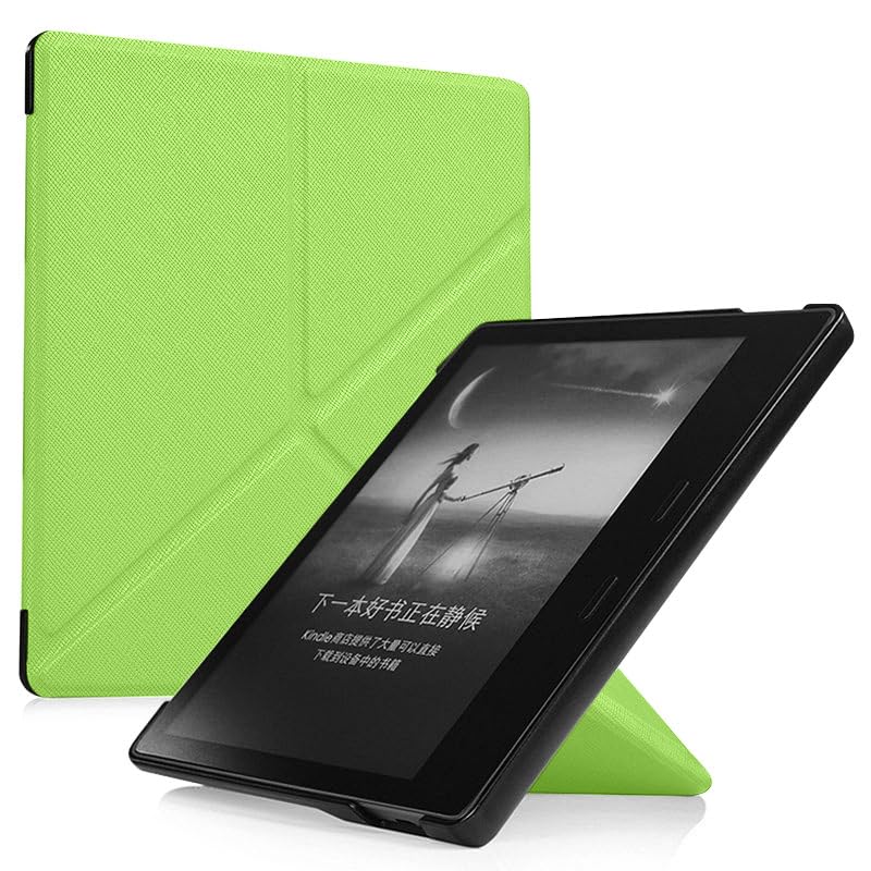 Image of Case for Kindle Oasis (10th Generation, 2019 Release and 9th Generation, 2017 Release) | Slim Cross Stripe Fold Stand Cover | Grass Green