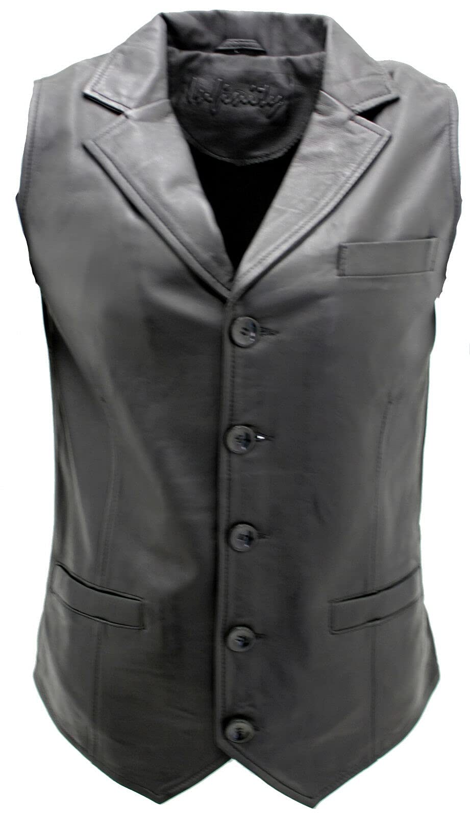 Infinity Leather Men's Black Smart Real Leather Waistcoat Party Fashion Vest M