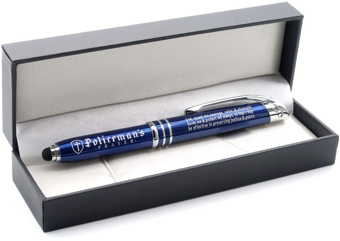 Policeman's Prayer Gift Pen with Built-In Flashlight and Stylus Tip - Gift for Law Enforcement Police Officers Cops