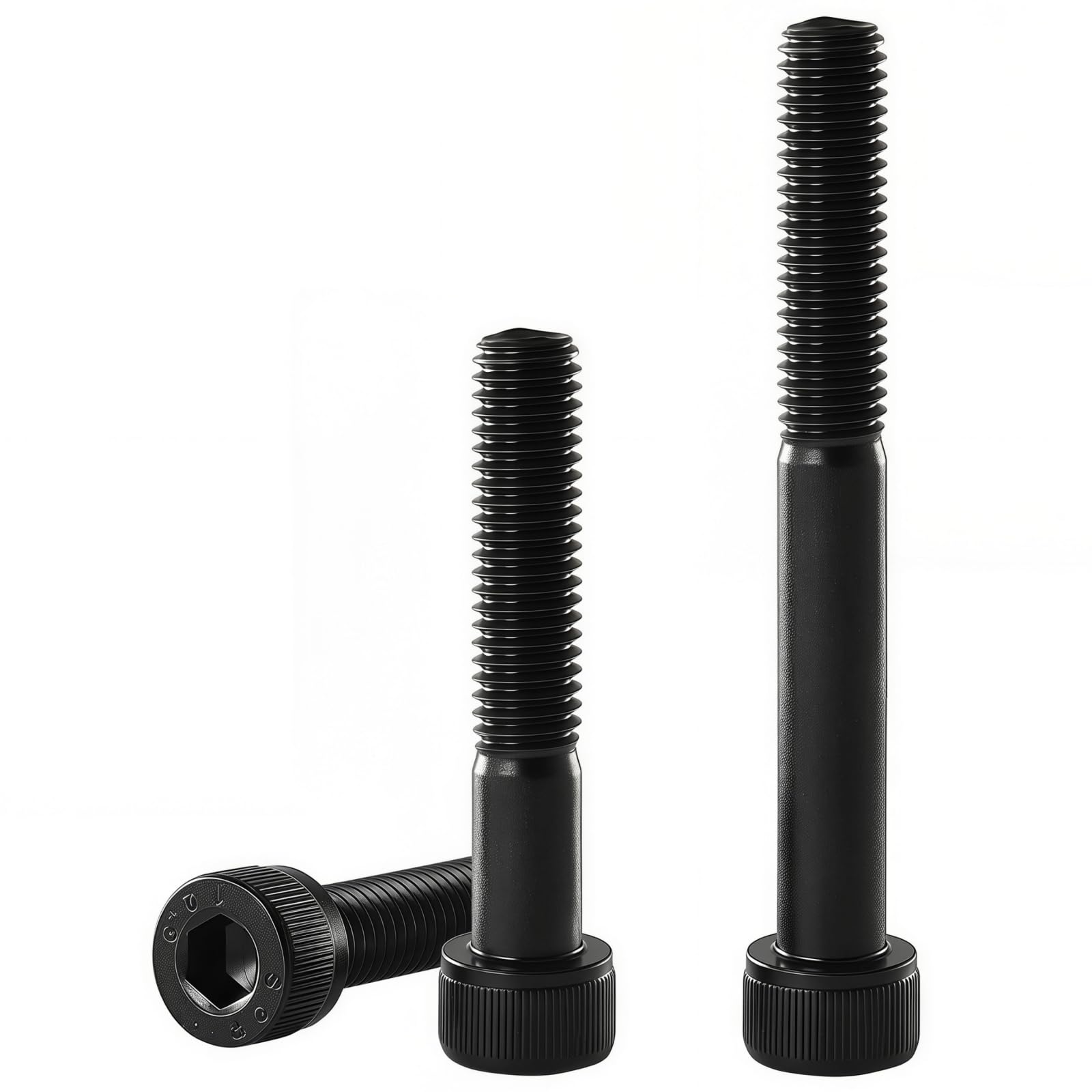 YIIFLY M12-1.75 x 75mm Socket Head Cap Screws, M12x1.75 bolt,12.9 Grade Alloy Steel, Allen Socket Drive, Black Oxide Finish, Half Thread, Quantity 6