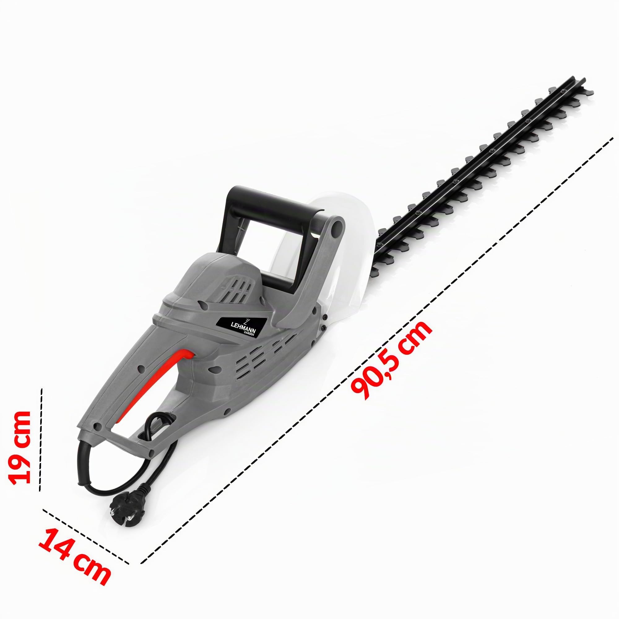 LEHMANN Taille-Haies électrique 1500 W, Lame 45 cm, 16 mm, 2,1 kg, Gris