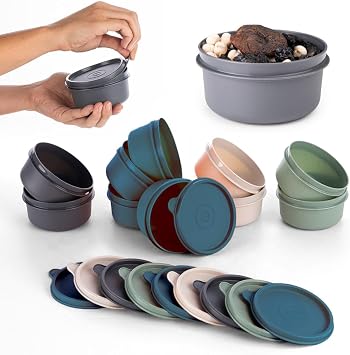 EYNEL 4-Piece Round Mini Storage Container Small Sealed Cover Multi-Color Practical Purpose Cap Supplies Cookie Picnic Food (280, Round, 4, Set 1)