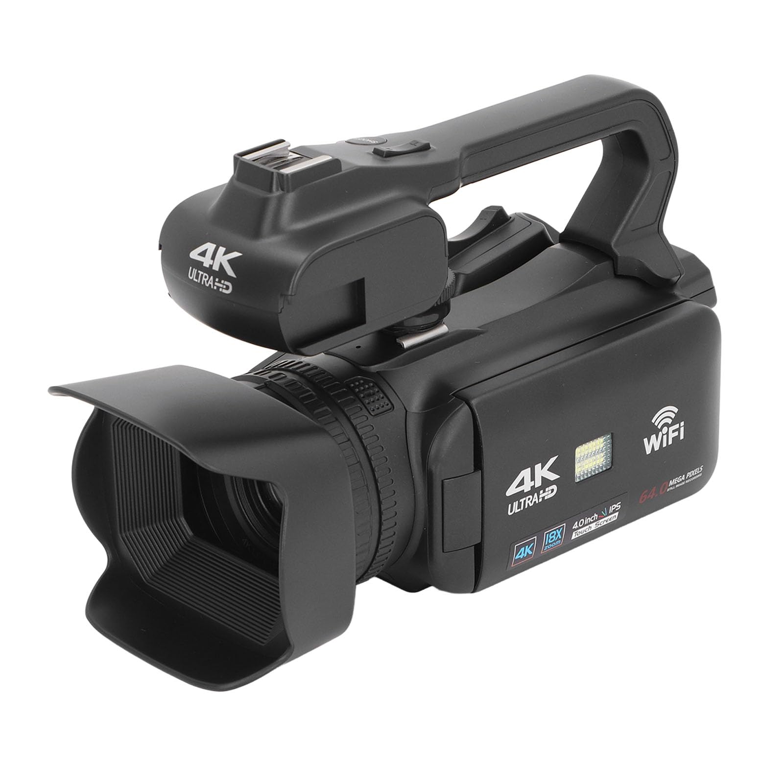 Videocámara Digital 4K UHD de 64MP, Zoom 18x, Visión Nocturna, Soporte para Dispositivos Externos, WiFi y Control Remoto 2.4G, Portátil y Versátil