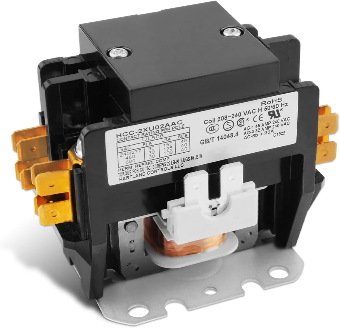 HCC-2XU02AAC Bipolar Air Conditioning Heat Pump Ice Maker AC Contactor 208v-240v 30A 50/60 Hz Contactor