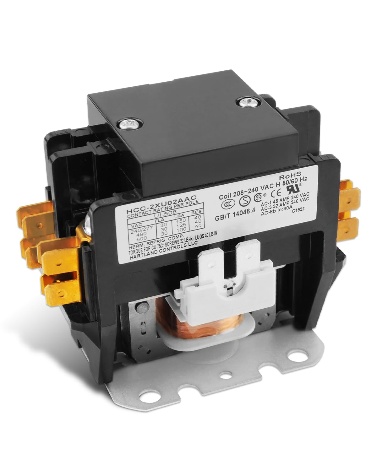 YIGUCS HCC-2XU02AAC Bipolar Air Conditioning Heat Pump Ice Maker AC Contactor 208v-240v 30A 50/60 Hz Contactor