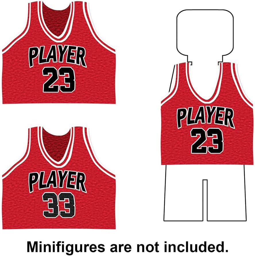 Building Blocks Toy - Basketball Court Baseplates and Sets of 2 Basketball Hoop Basketball Goal Building Bricks for Basketball Game - Compatible with Major Brands (Basketball Playset/Red)