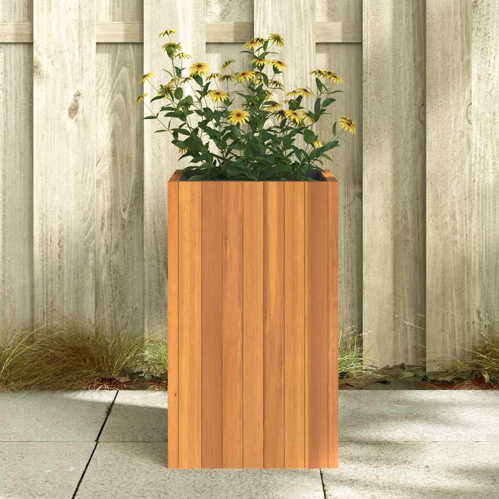 Fioriera da Giardino 35x35x60cm in Legno Massello di Acacia | Vaso alto in acacia con sacco in tessuto non tessuto per piante e fiori, adatto per soggiorno, balcone e ufficio.