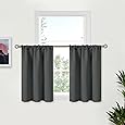 RYB HOME Small Window Curtains for Kitchen, Thermal Insulated Privacy Shades for Bedroom Basement Bathroom Door Half Window Tiers, Width 34 x Length 36 inch, 2 Panels, Light Yellow