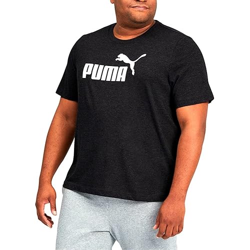 PUMA Men's Essentials Logo Tee, Grey, Standard Length, Classic Fit, Short Sleeve, Cotton 100%, T-Shirt, Sports, 586253-07