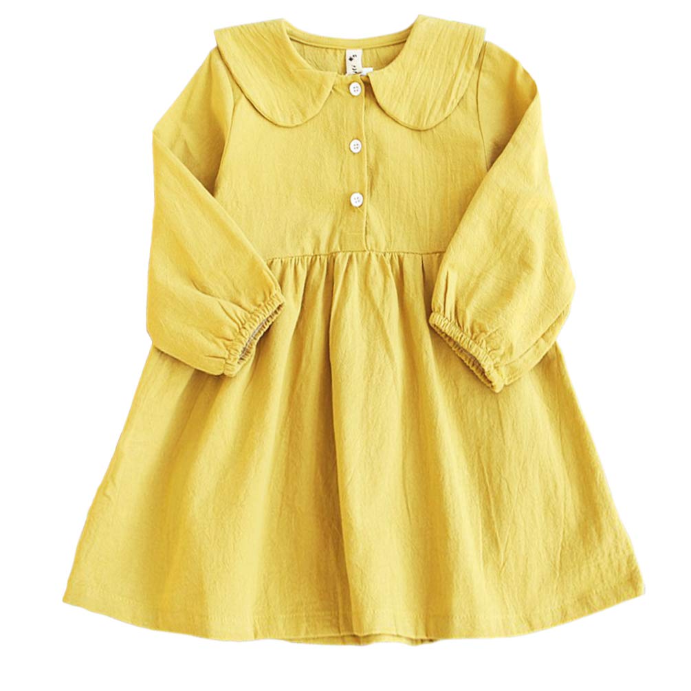 Rysly Baby Girl Casual Cotton Long Sleeves Dress Catton Princess Dress for Infant Toddler Girls
