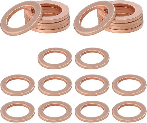 Miniatura 8 de 10 piezas de juntas para tapón de drenaje de aceite, 14 mm de arandela de cobre para sello de aceite, juntas de drenaje de repuesto para automóviles