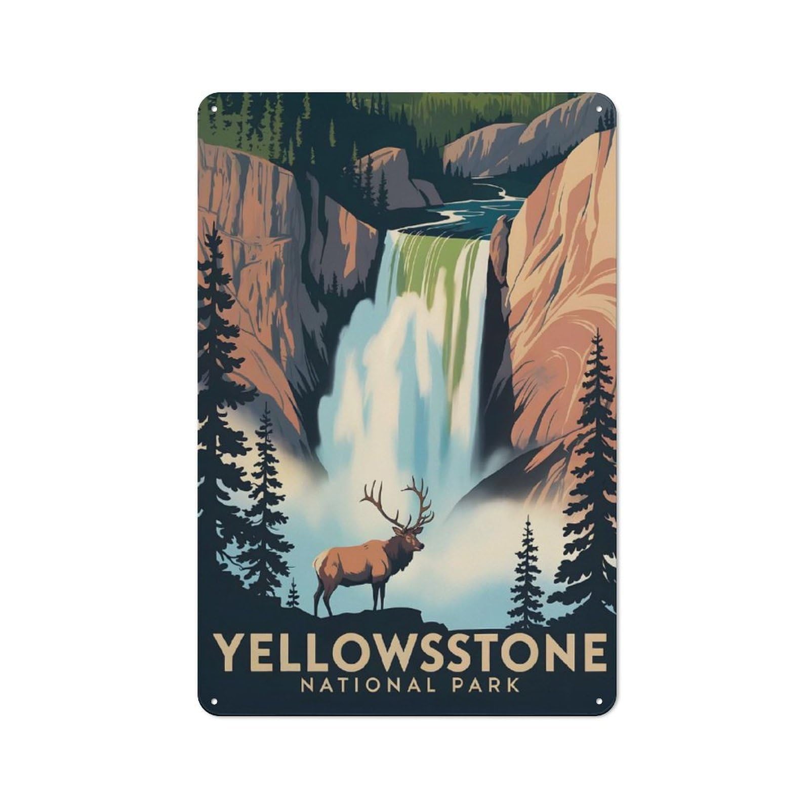 Junmoney Style-21 Yellowstone National Park Vintage Style Retro Tin Wall Plaque 30X20cm For Hobby Room Or Studio, For Garage, Workshop And Man Cave Decoration