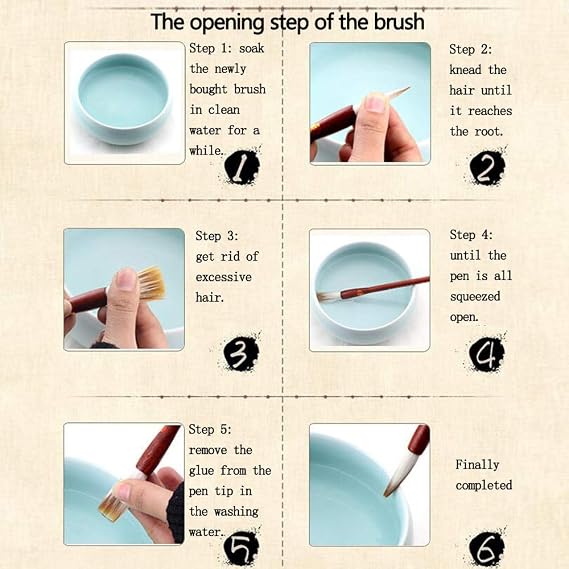 Chinese Brush Set Calligraphy Brush Chinese Summi Brushes Pack of 6