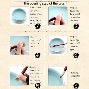 Chinese Brush Set Calligraphy Brush Chinese Summi Brushes Pack of 6