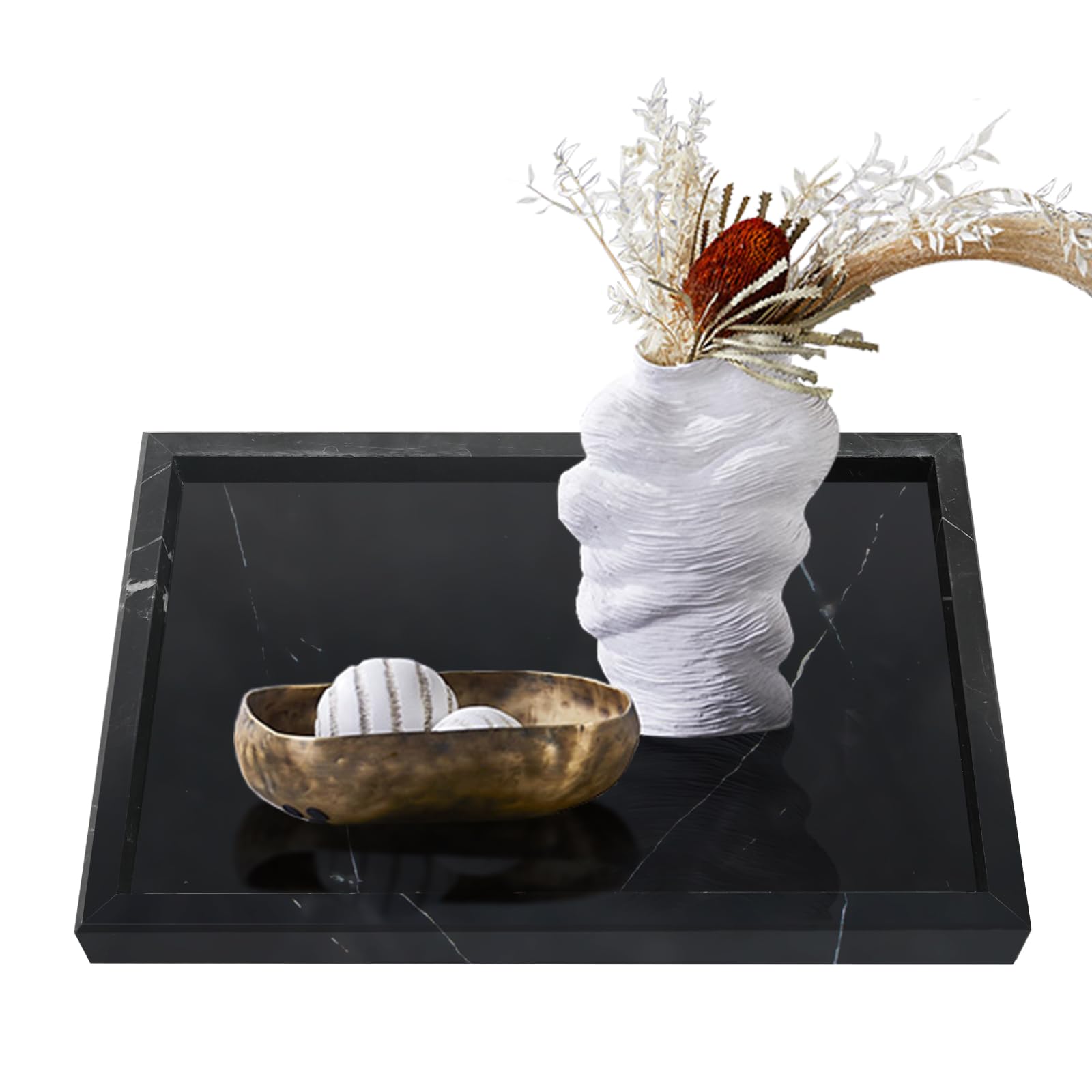 Amazon.co.jp: 大きなブラックマーブルトレイ 大理石のサービング