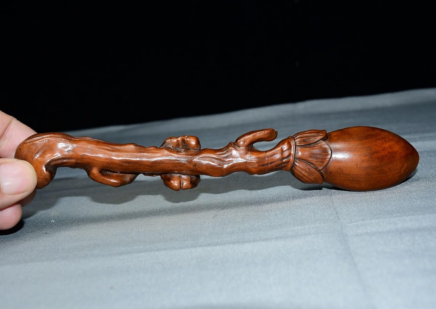 8" Old Boxwood Plum Blossom Tree Root Handle Tea Shovel Tea Ceremony Tool Spoon Study Amass Wealth Ornaments