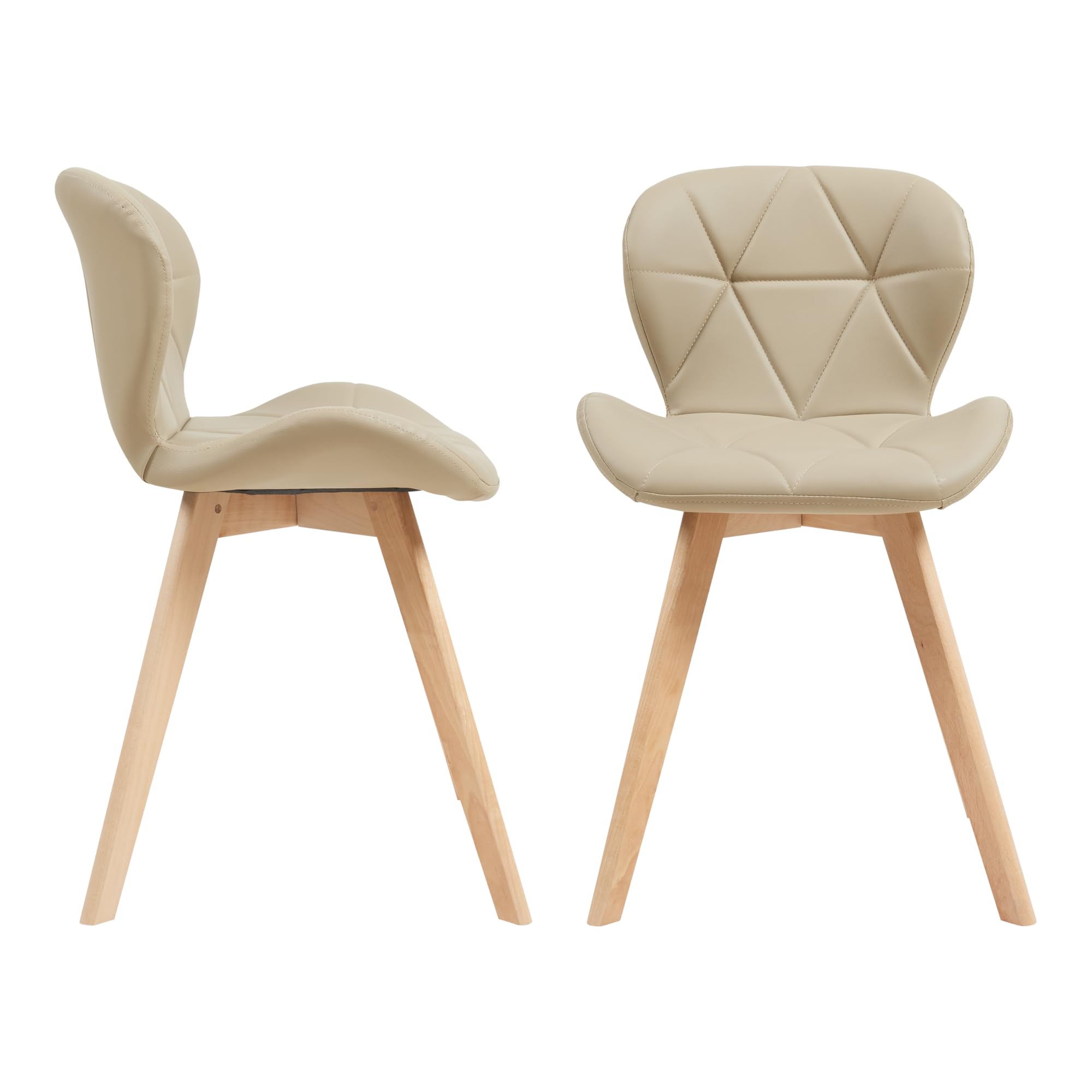 Esszimmerstuhl Älmhult 2er-Set (Beige) – Kunstleder, Buche, 78x47x52 cm