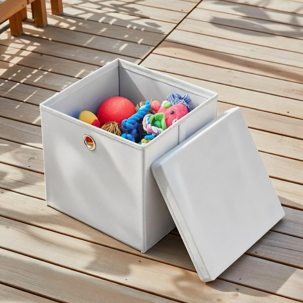 4er Set Faltbox Weiß 28 x 28 x 28 cm Aufbewahrungsbox faltbar mit Deckel