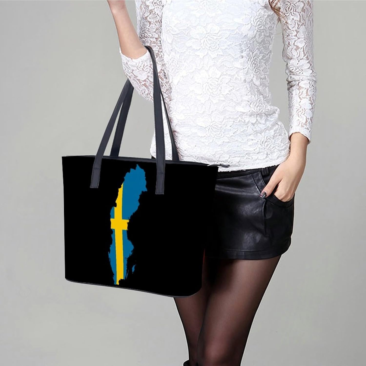 Sweden Flag Map Women's Satchel Handbags Tote Shoulder Bag Purses for Travel Shopping Work