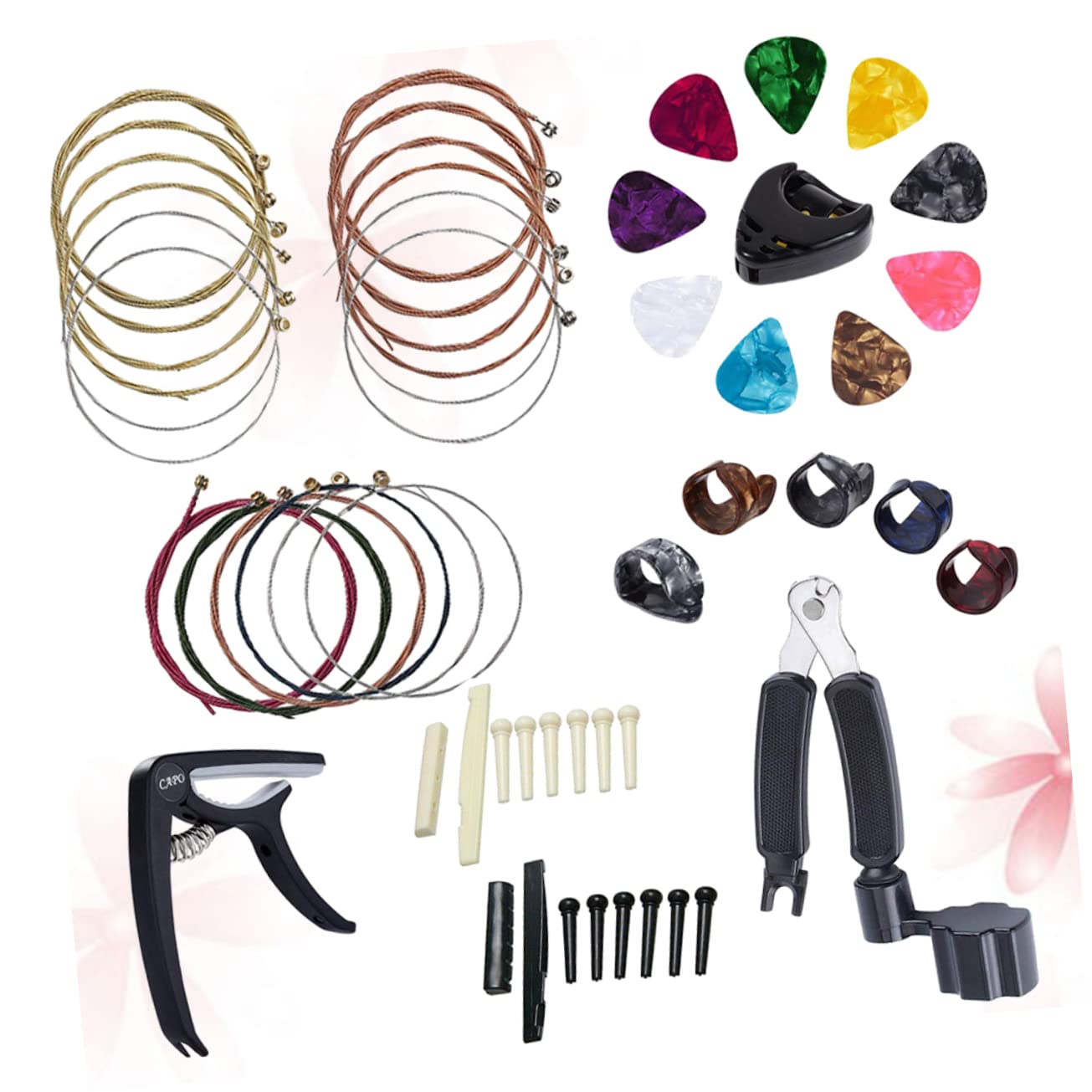 TOYANDONA 2piezas Accesorios Para Guitarra Kit De Cambio De Cuerdas Púas Bobinador Soporte Para Púas Puente Cejuela y Sillín Negro